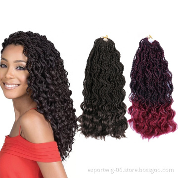 Wavy Senegalese Twist Hair Extensions With Curly Ends Crochet Braids For Women Synthetic Hair 35 Strands Twist Braiding Hair